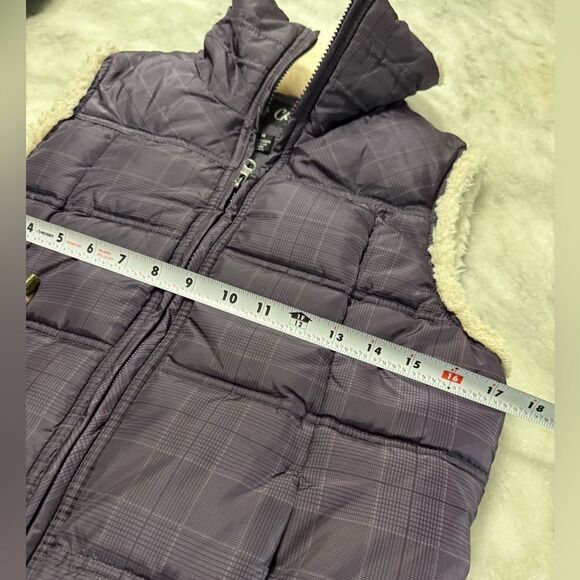 Big Chill Puffer Vest Plaid Sherpa Faux Fur Trim Jacket - Picture 4 of 8